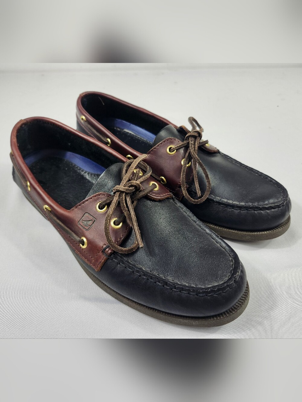 Sperry Men's 10 M Black and Brown Leather Boat Deck Casual Shoes